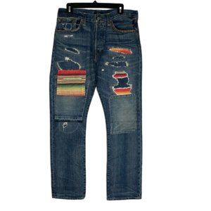 Polo by Ralph Lauren Blue Straight Jeans with Multicolor Patches
